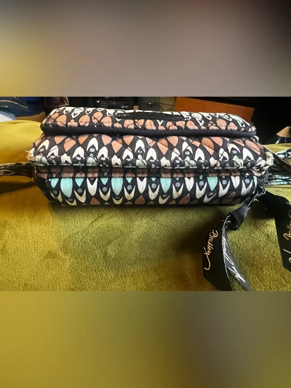 Vera Bradley Teal Pink Patterned Crossbody Bag - Picture 3 of 7